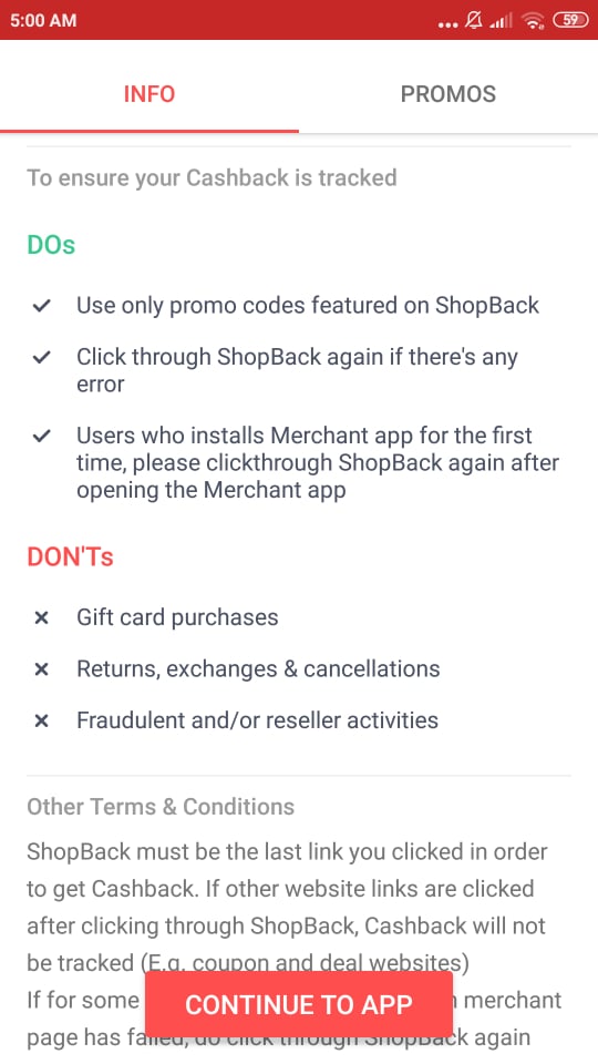 Shopback Do's and Dont